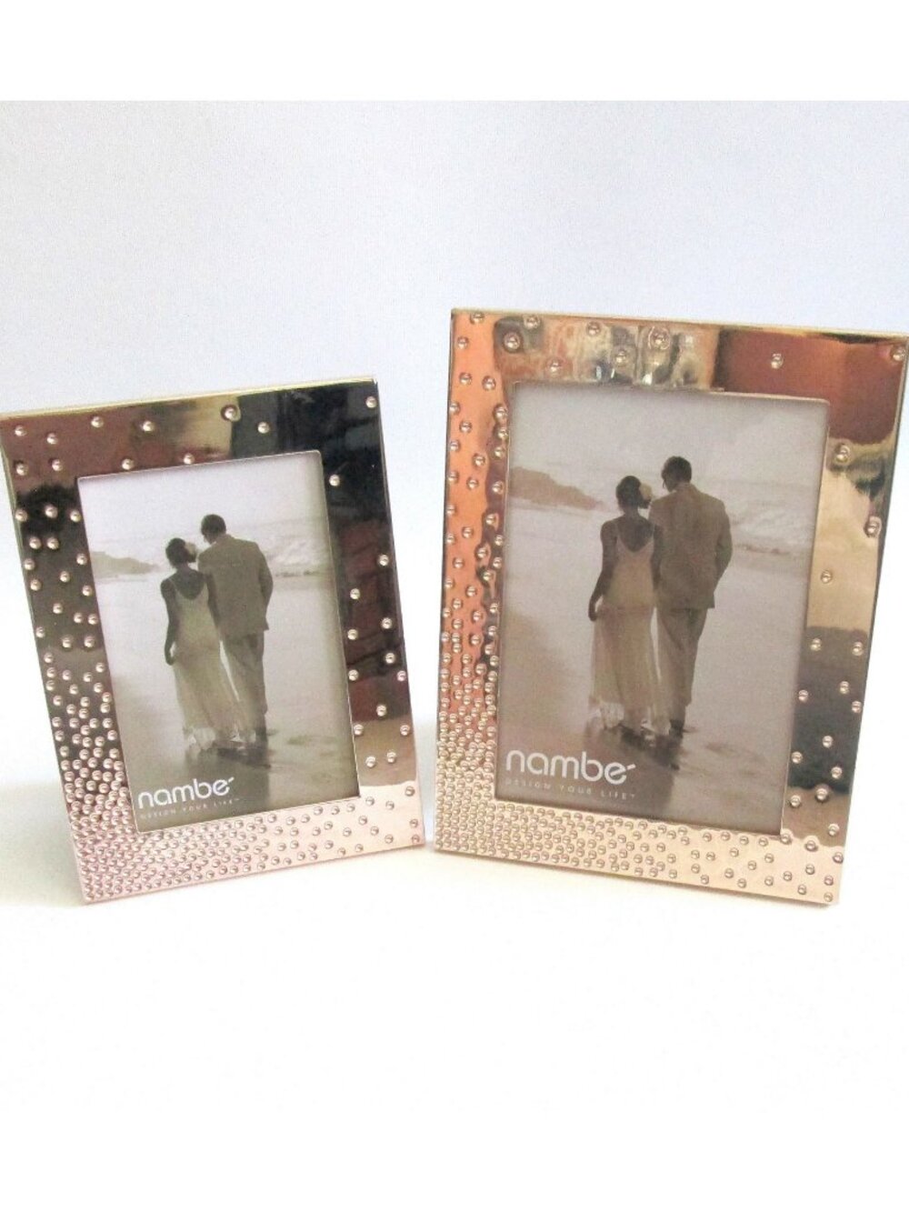 Pair Of Nambe Dazzle Metal Picture Frames 3 x 5 & 4 x 6 Rose Gold Color 2017